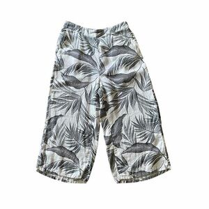 Tahari Black & White Palm Leaf Linen Pants XL